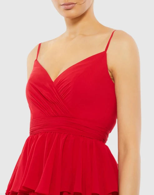Mac Duggal 55416 V-Neck Sleeveless Gown with Ruffled Skirt