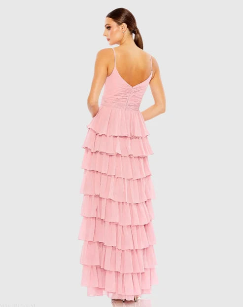 Mac Duggal 55416 V-Neck Sleeveless Gown with Ruffled Skirt