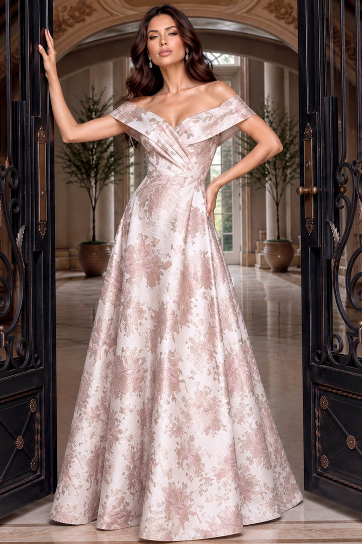 Jovani 55468 Off-the-Shoulder Crossover A-Line Evening Gown, front