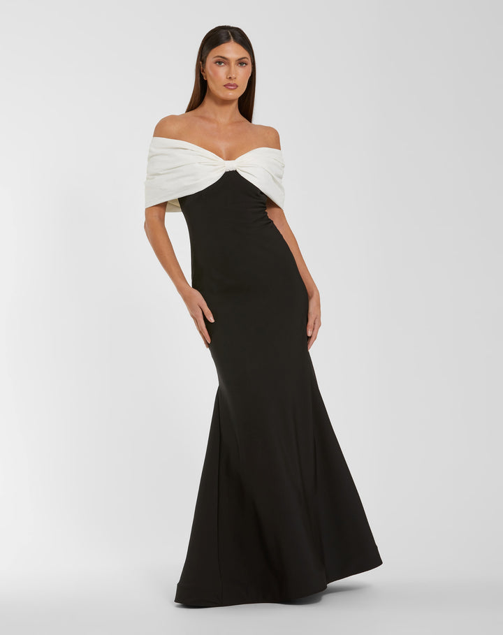 Mac Duggal 56232 Off The Shoulder Mermaid Gown With Bow
