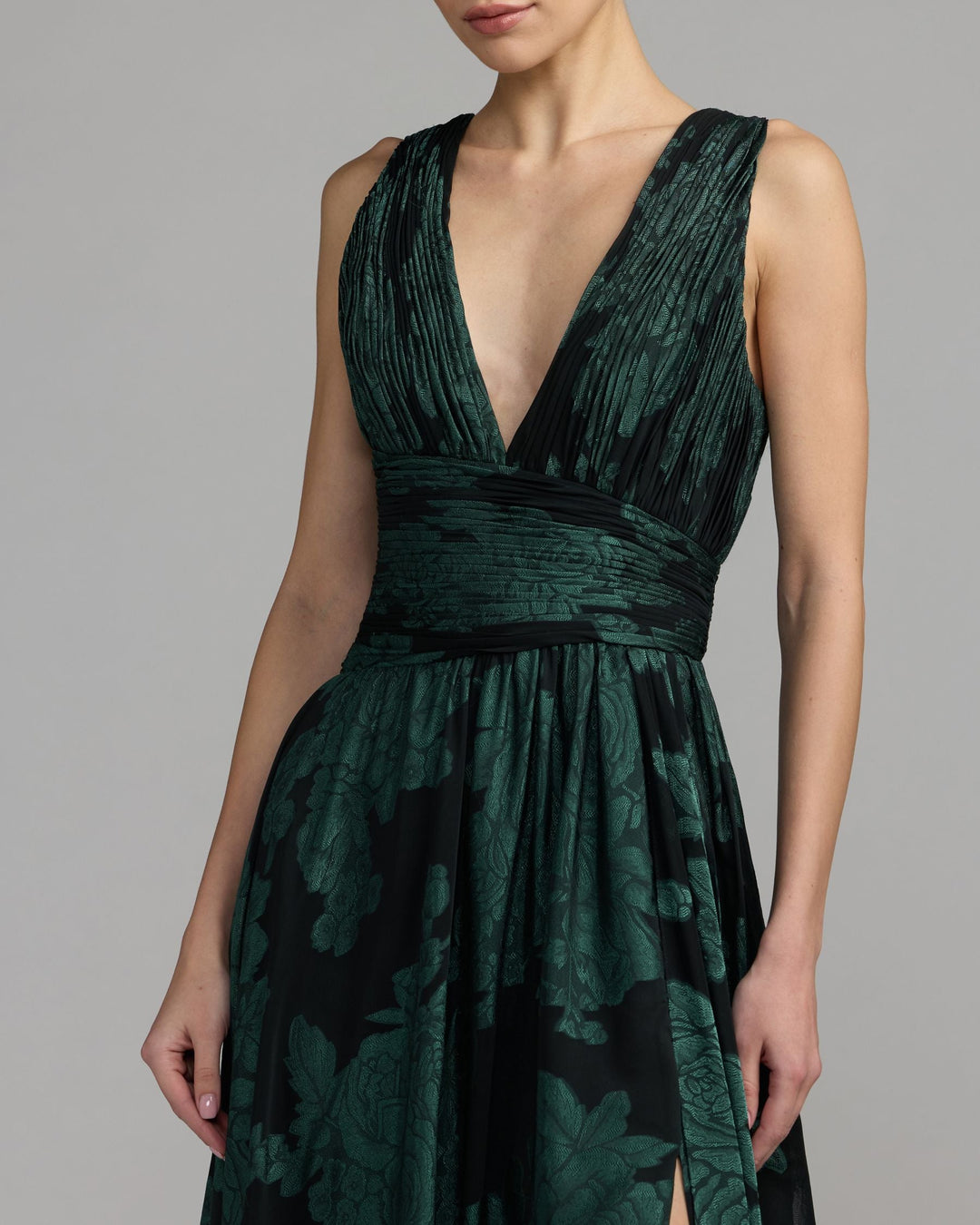 Mac Duggal 56487 Floral Sleeveless Plunge Neck Gown