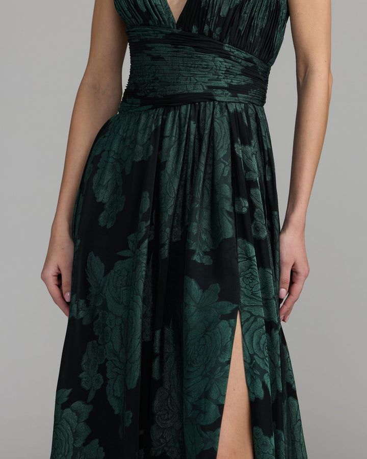 Mac Duggal 56487 Floral Sleeveless Plunge Neck Gown
