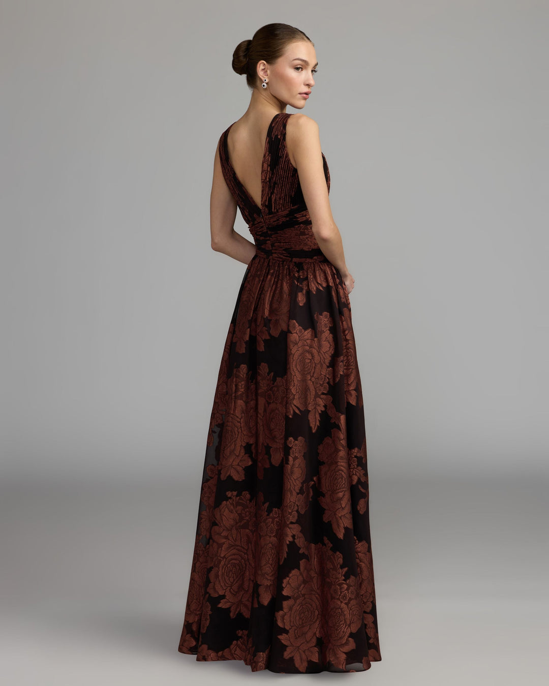 Mac Duggal 56487 Floral Sleeveless Plunge Neck Gown