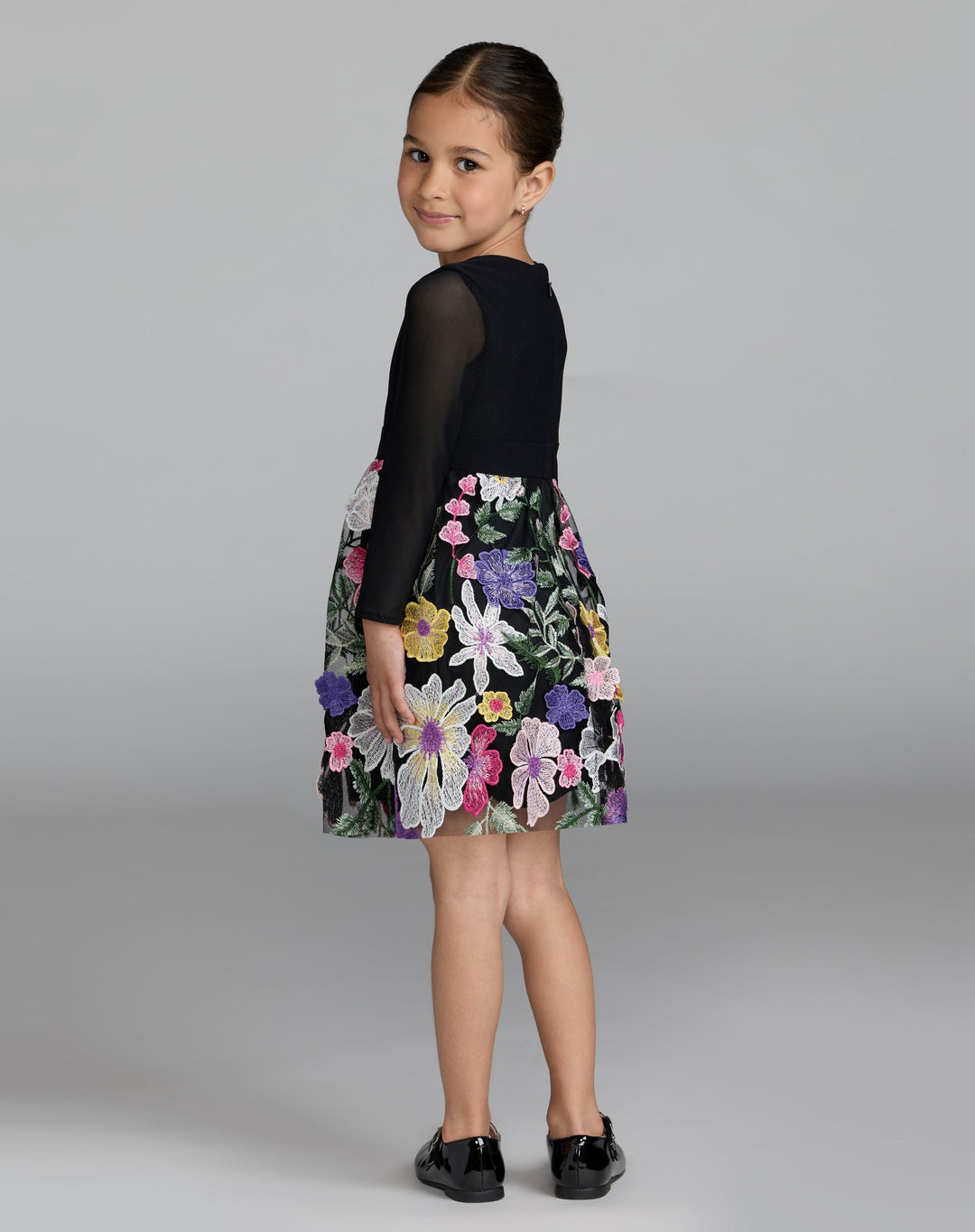 Mac Duggal 56539 Girls Long Sleeve Floral Embroidered Dress
