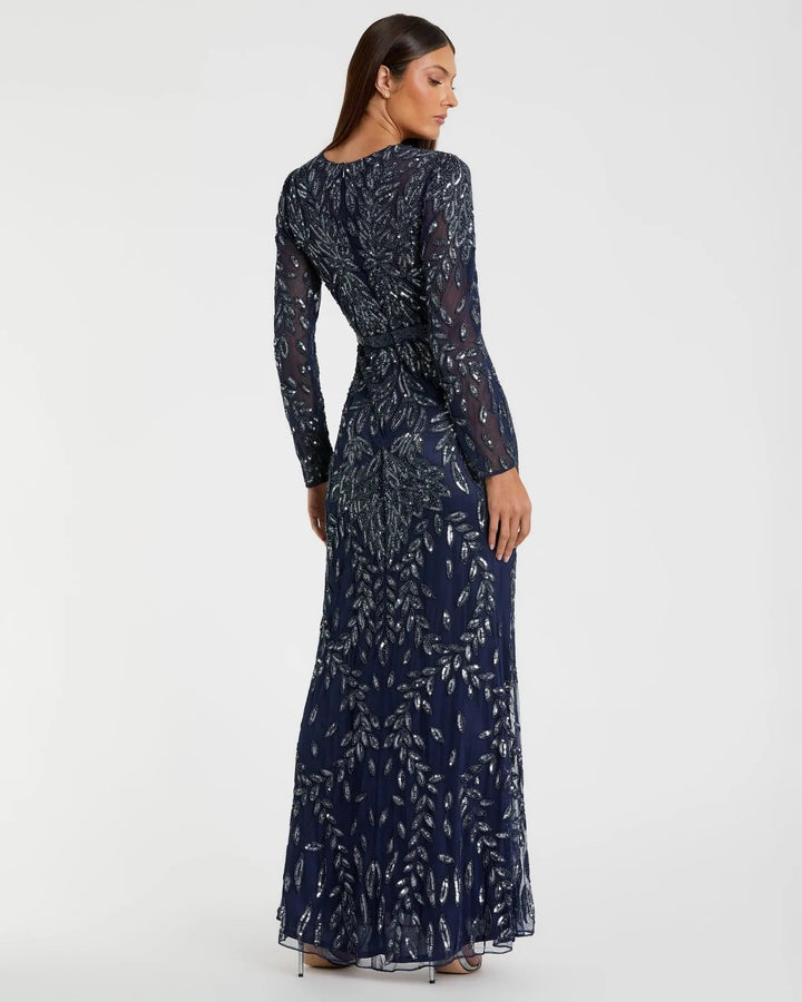 Mac Duggal 6023 Long Sleeve Illusion Neckline Embellished Gown