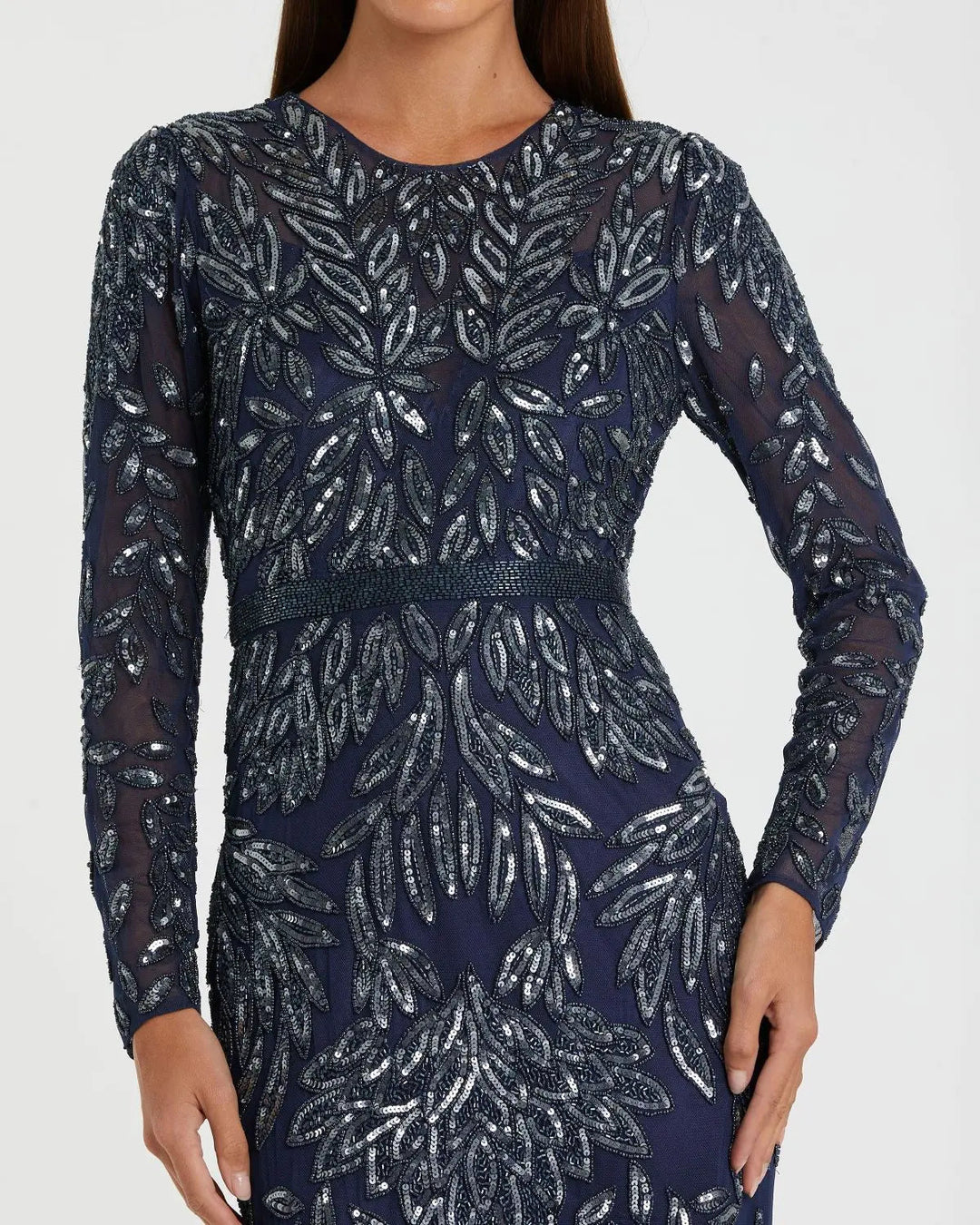 Mac Duggal 6023 Long Sleeve Illusion Neckline Embellished Gown