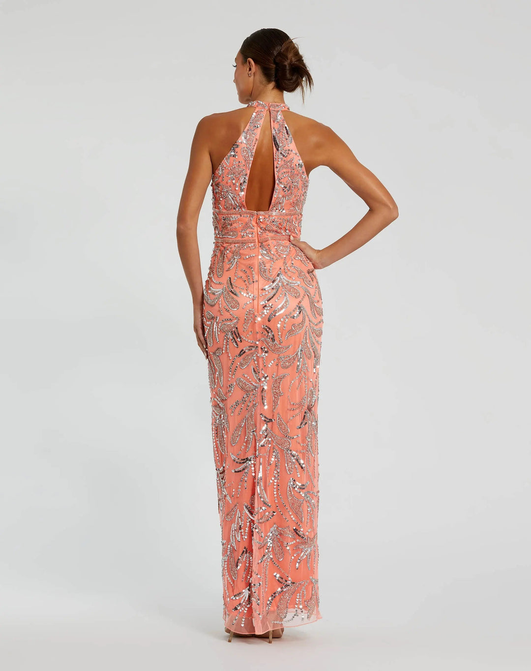 Mac Duggal 6030 Embellished High Neck Gown with Slit