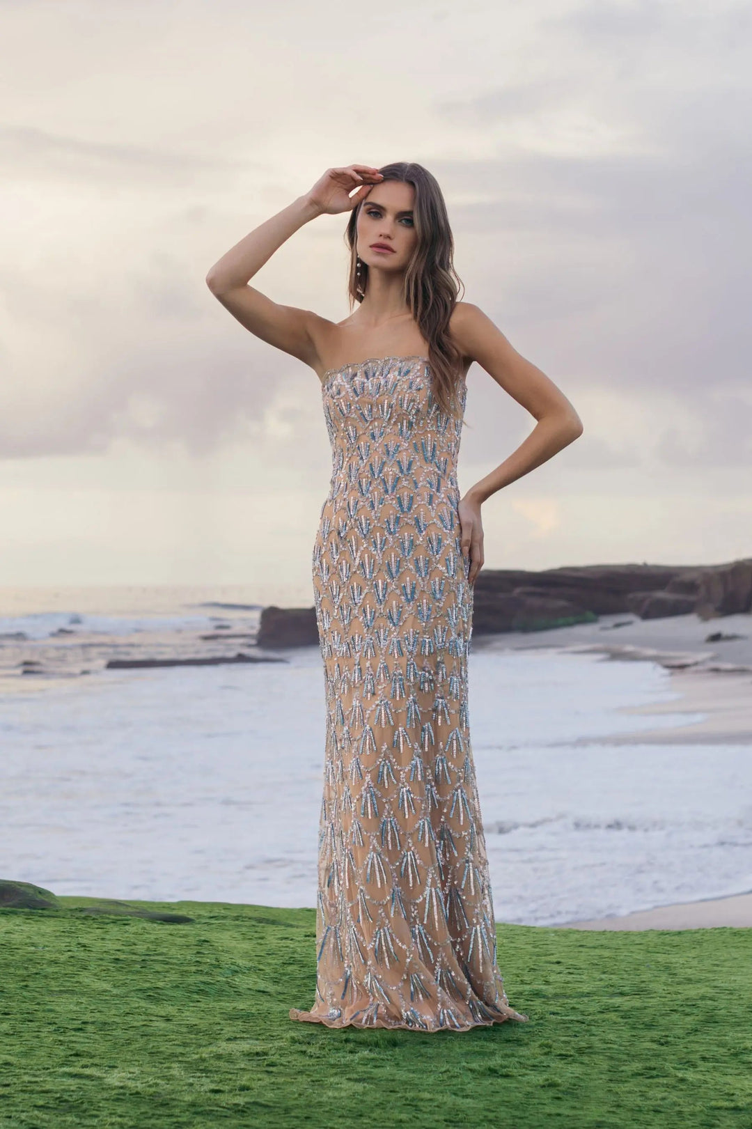 Mac Duggal 6250 Hand Embellished Strapless Evening Gown