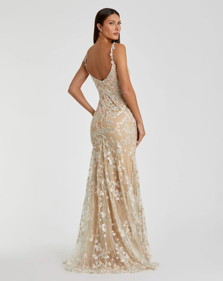 Mac Duggal 67492 Floral Embroidered Tulle Trumpet Gown