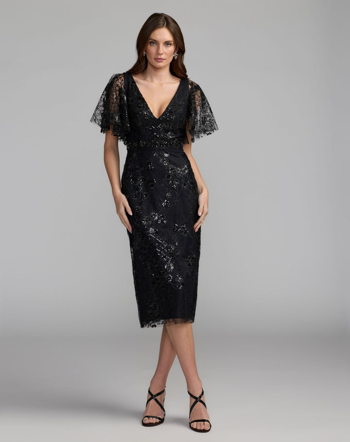 Mac Duggal 67909 Embellished Butterfly Sleeve Cocktail Dress