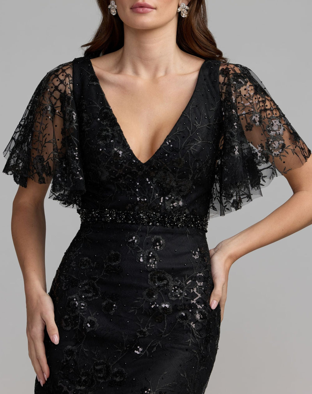 Mac Duggal 67909 Embellished Butterfly Sleeve Cocktail Dress