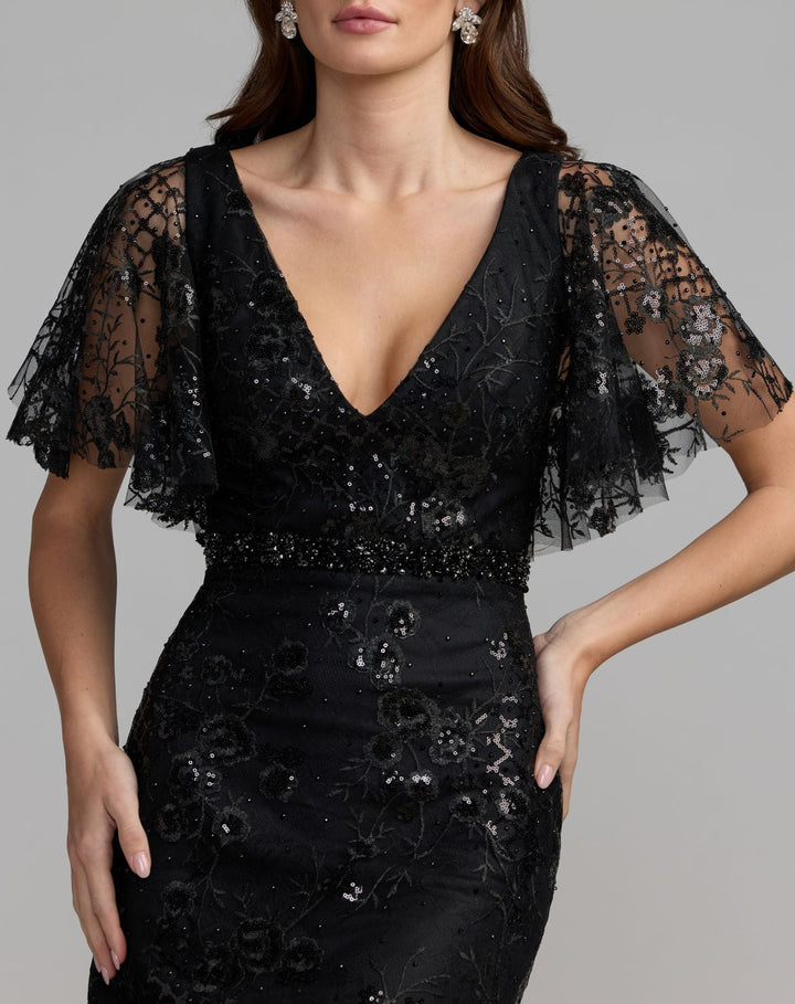 Mac Duggal 67909 Embellished Butterfly Sleeve Cocktail Dress