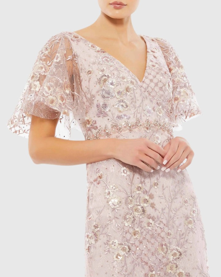 Mac Duggal 67909 Embellished Butterfly Sleeve Cocktail Dress