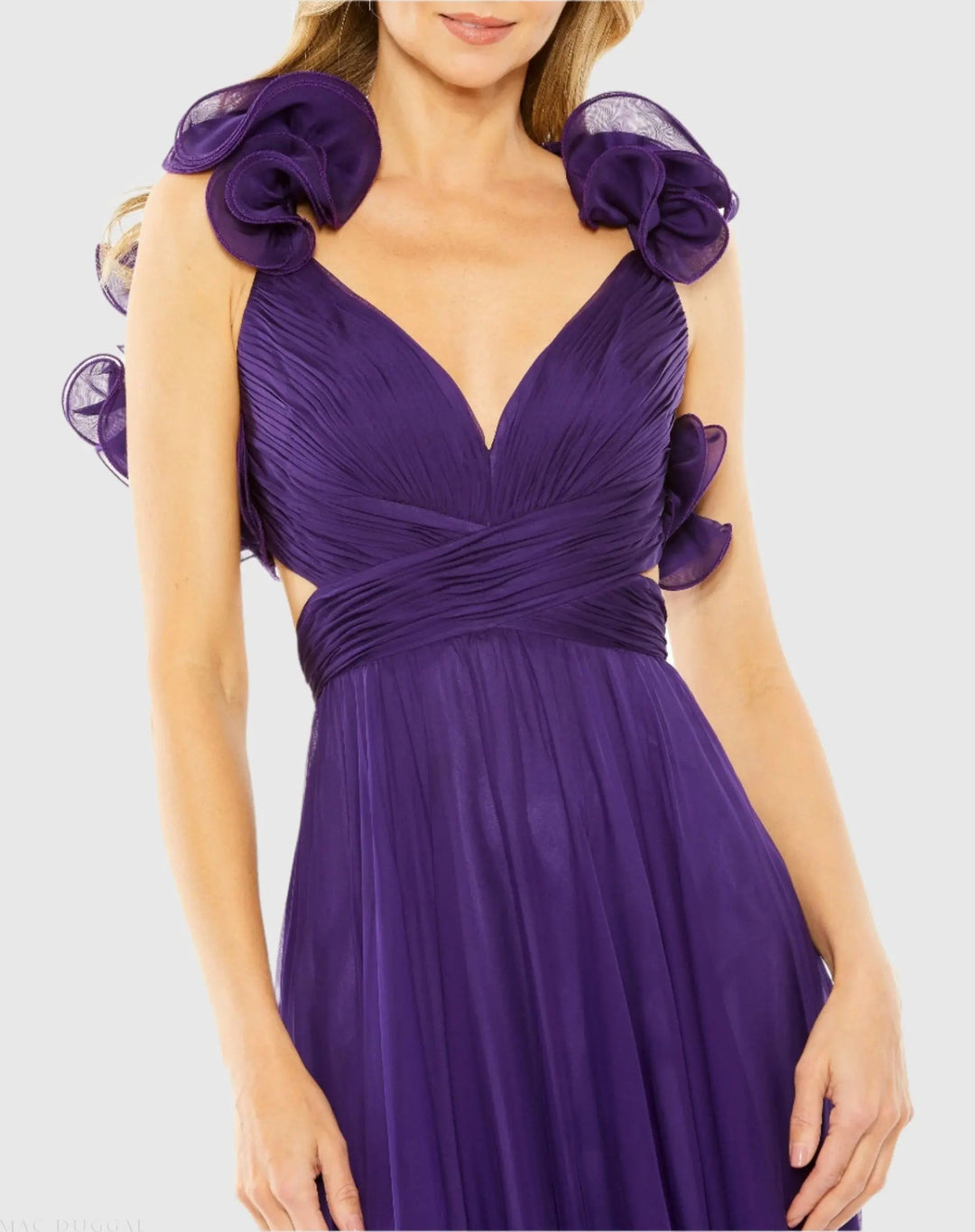 Mac Duggal 67911 Ruffle Tiered Cut-Out Chiffon Gown