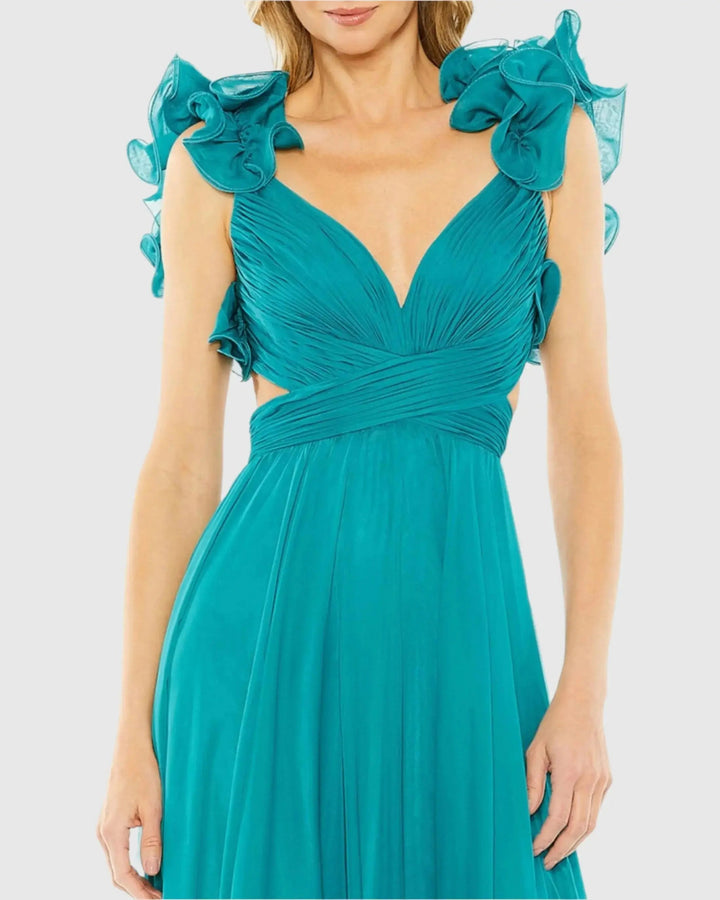Mac Duggal 67911 Ruffle Tiered Cut-Out Chiffon Gown