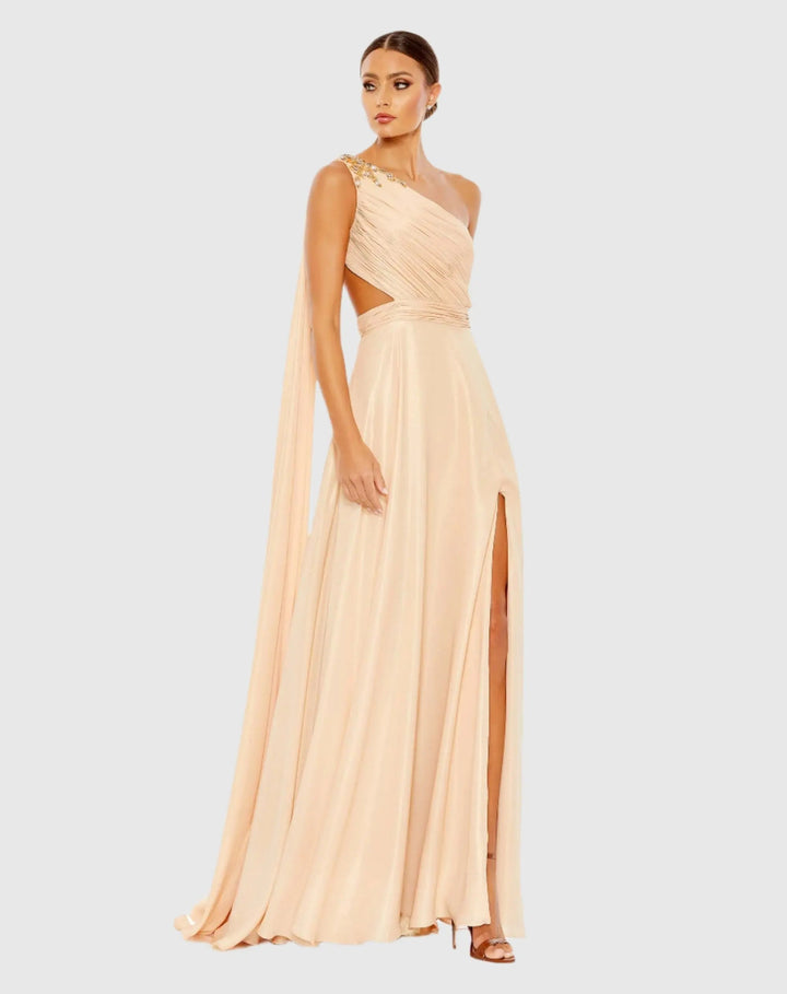 Mac Duggal 68053 One Shoulder Open Back Flowy Gown