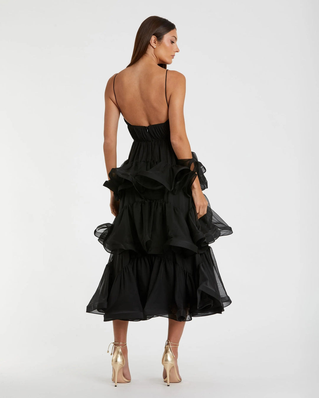 Mac Duggal 68411 Black Tiered V-Neck Dress - FINAL SALE