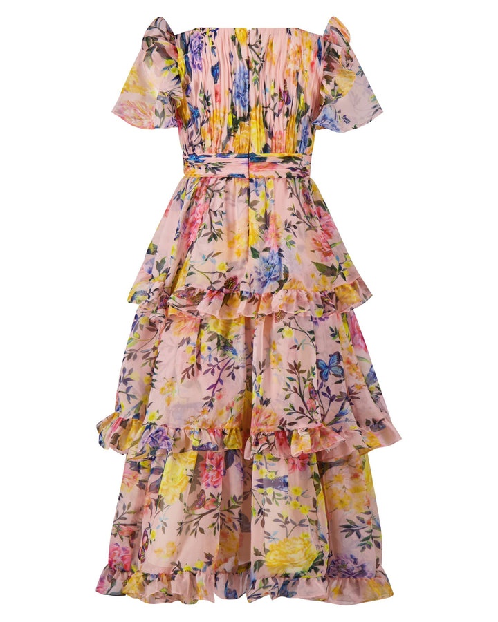 Mac Duggal 68664 Girls Floral Chiffon Tiered Ruffle Dress