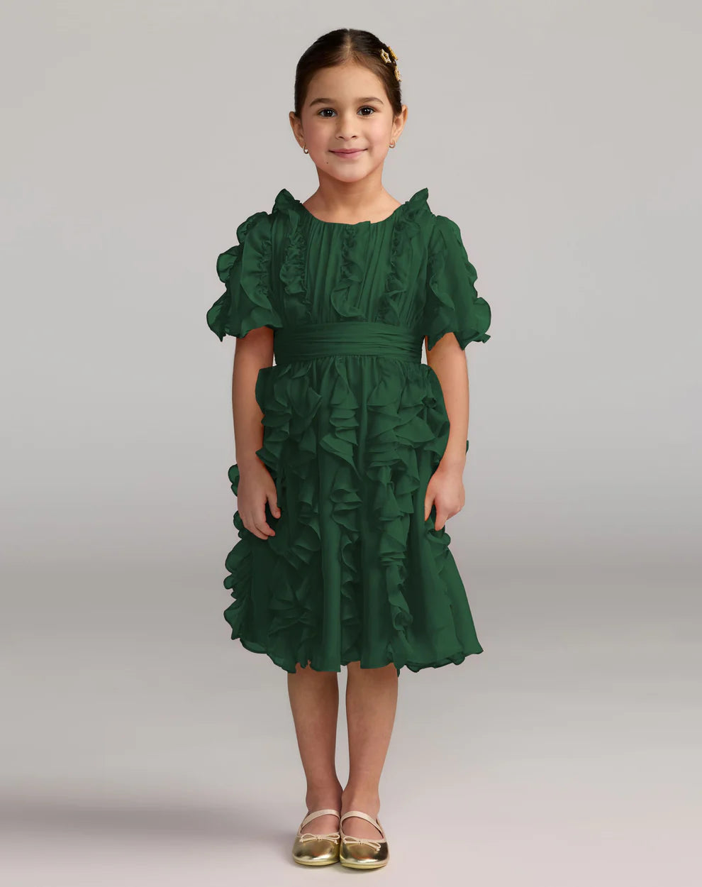 Mac Duggal 68667 Girls Chiffon High Neck Ruffle Dress