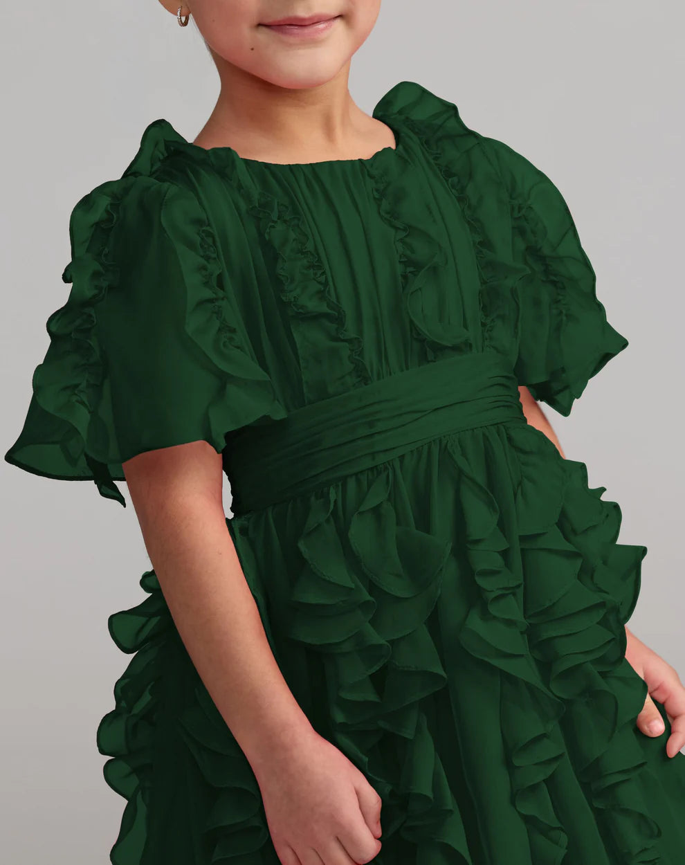 Mac Duggal 68667 Girls Chiffon High Neck Ruffle Dress