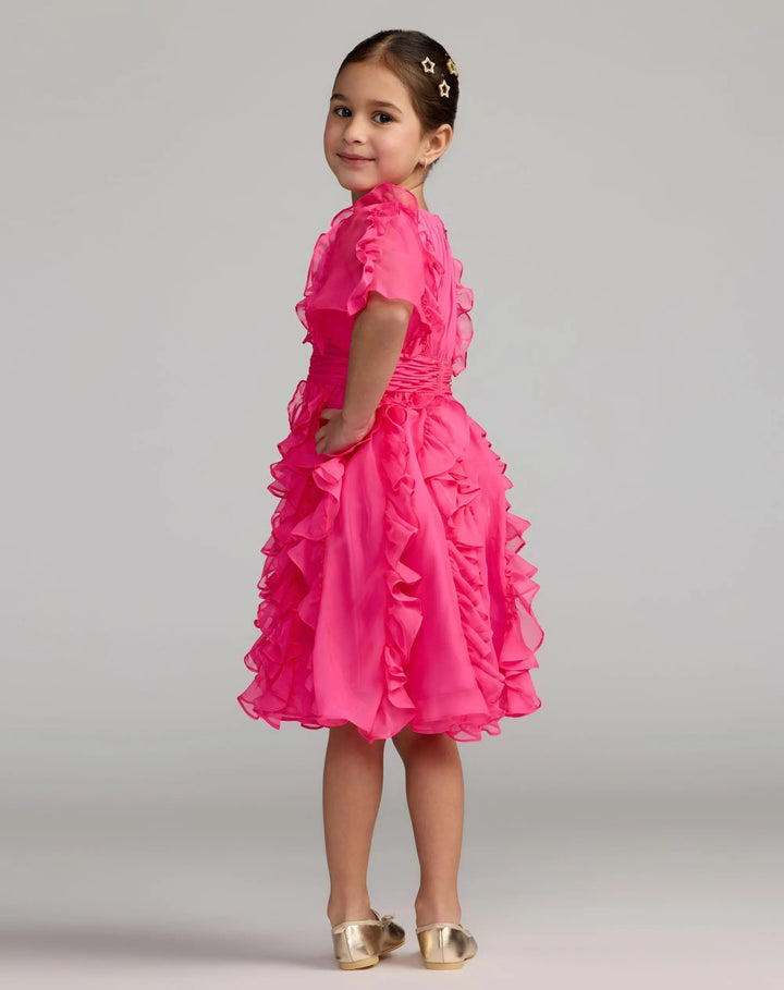 Mac Duggal 68667 Girls Chiffon High Neck Ruffle Dress