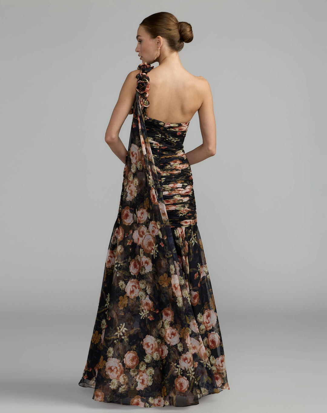 Mac Duggal 68993 One Shoulder Floral Printed Chiffon Gown