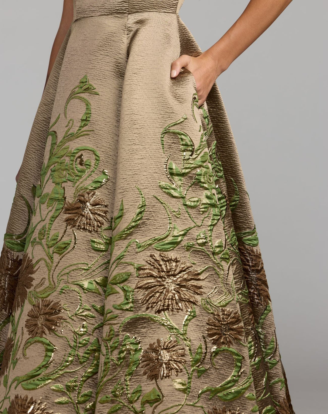 Mac Duggal 69238 Floral Brocade A-Line Midi Dress
