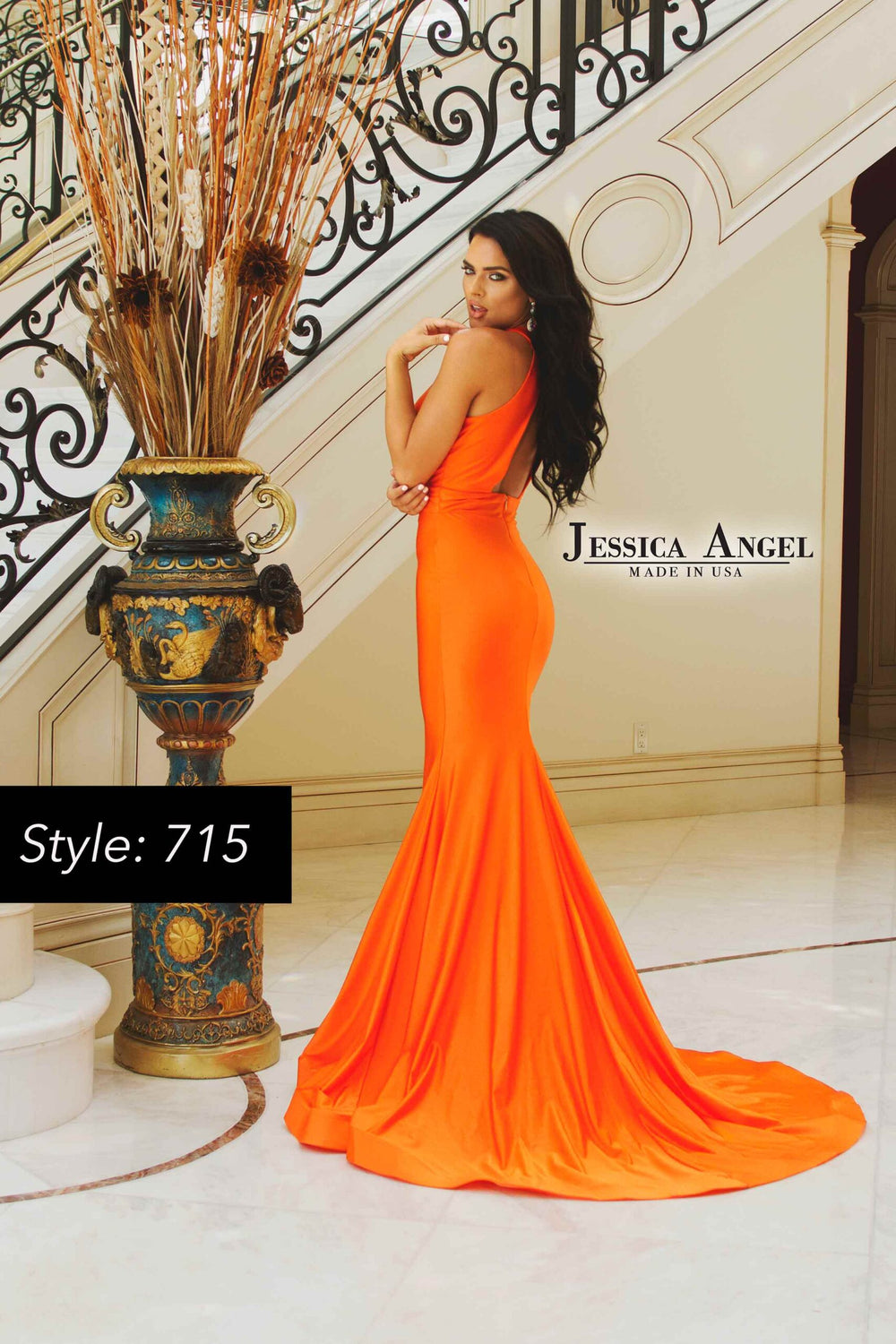 Jessica Angel 715 high neck mermaid gown back view