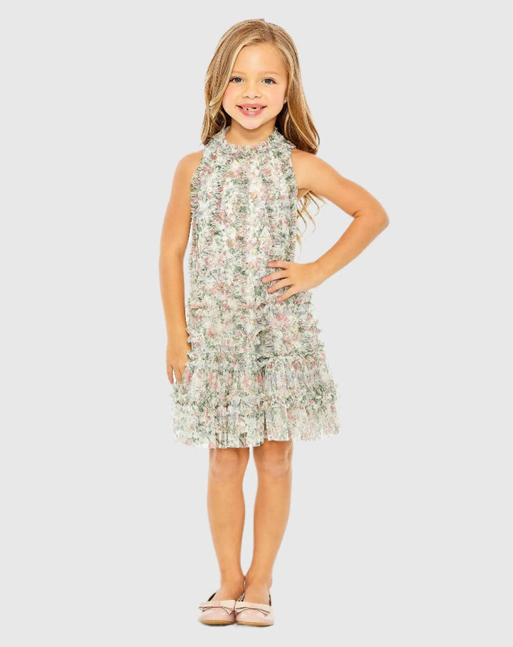 Mac Duggal 8059 Girls Floral Printed Ruffle Mini Dress