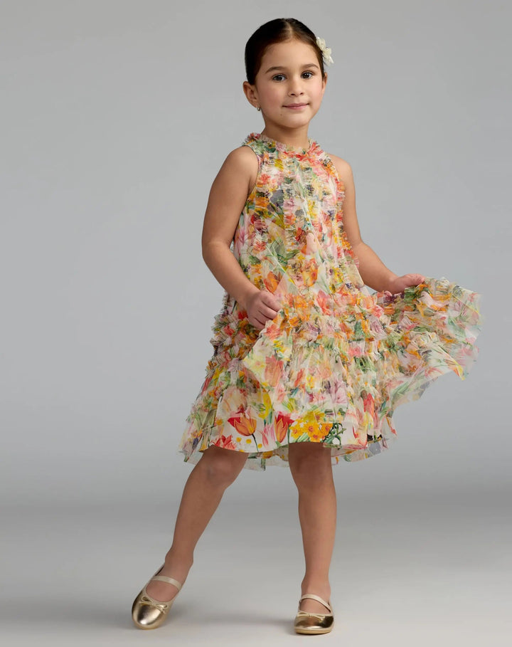 Mac Duggal 8059 Girls Floral Printed Ruffle Mini Dress