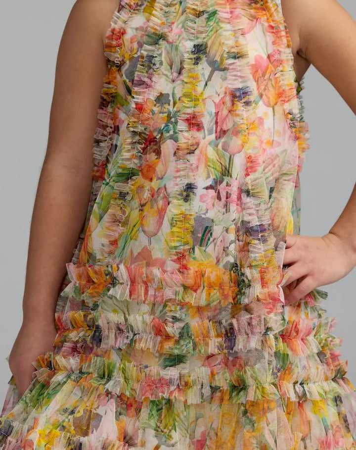 Mac Duggal 8059 Girls Floral Printed Ruffle Mini Dress