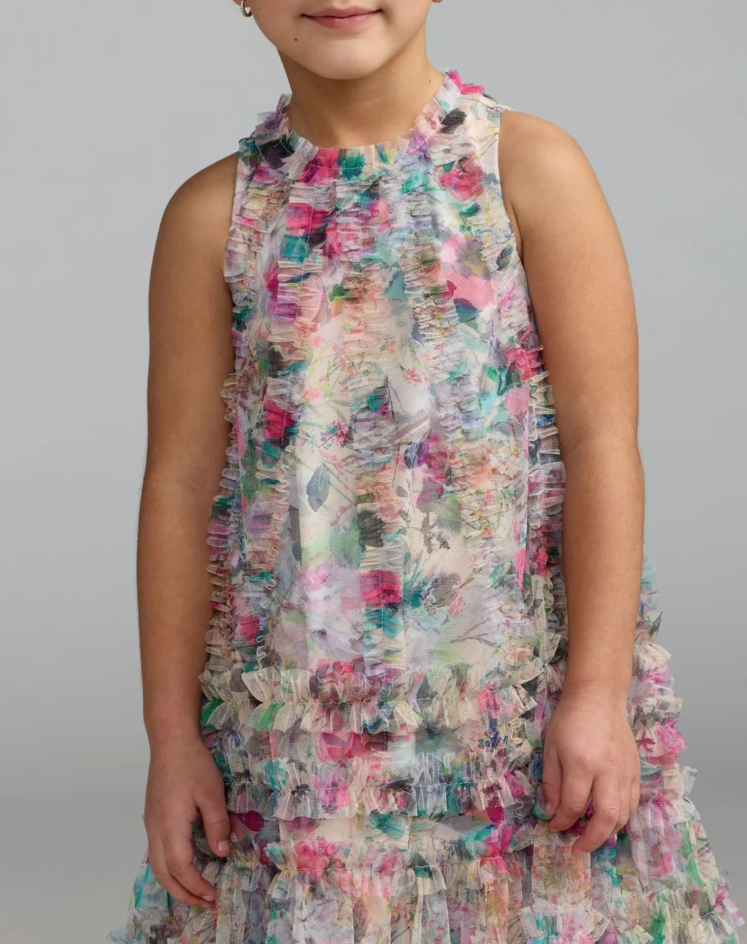 Mac Duggal 8059 Girls Floral Printed Ruffle Mini Dress