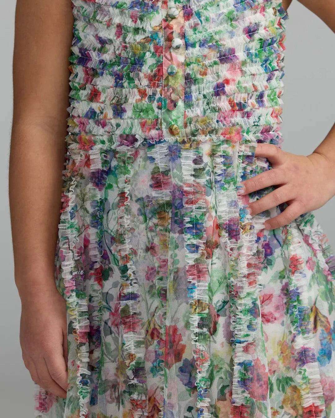 Mac Duggal 8068 Girls Multicolor Floral Print Ruffle Mini Dress