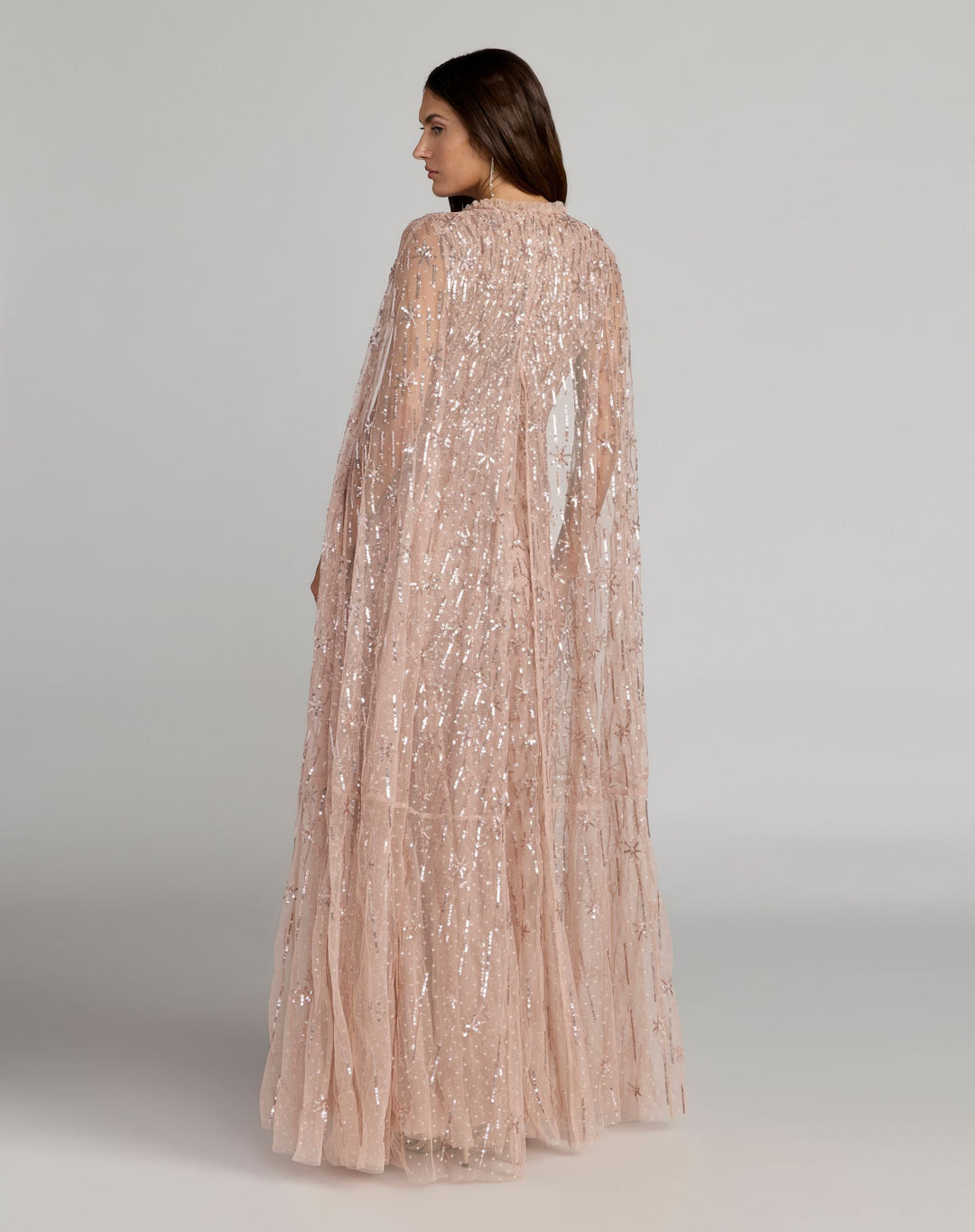 Mac Duggal 8415 Embellished High Neck Gown With Cape Sleeves