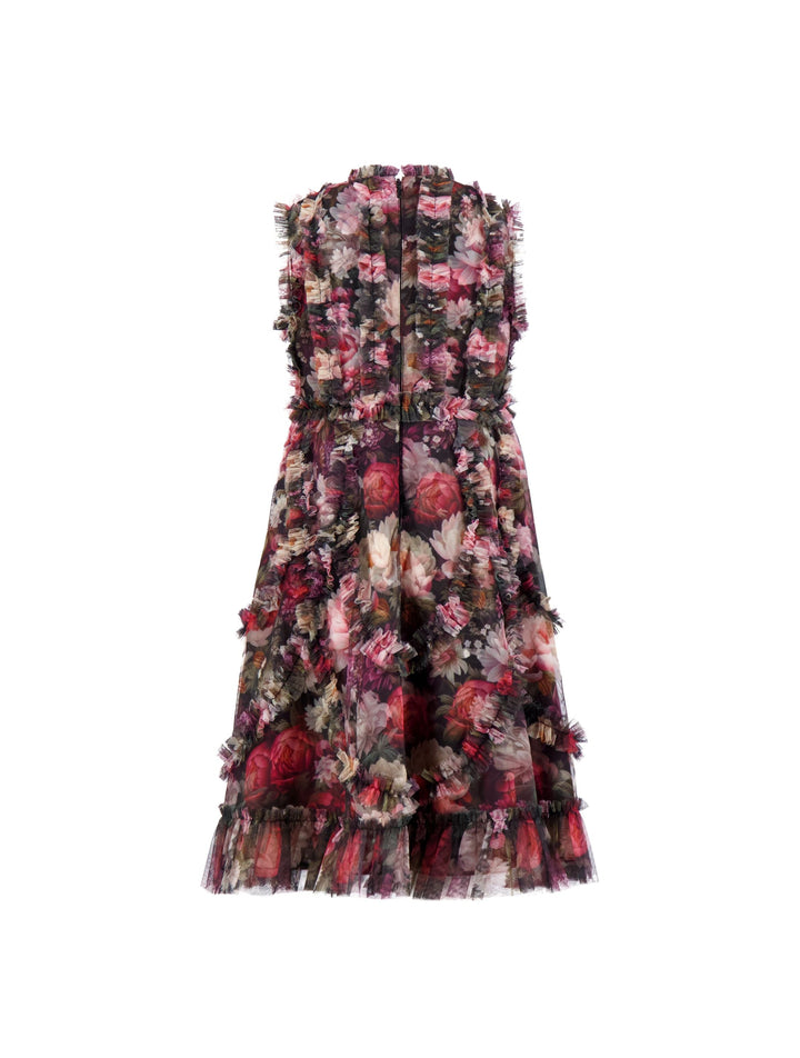 Mac Duggal 8504 Girls Black Floral High Neck Ruffle Dress