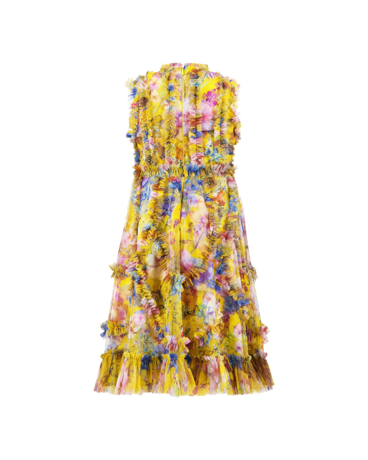 Mac Duggal 8504 Girls Black Floral High Neck Ruffle Dress