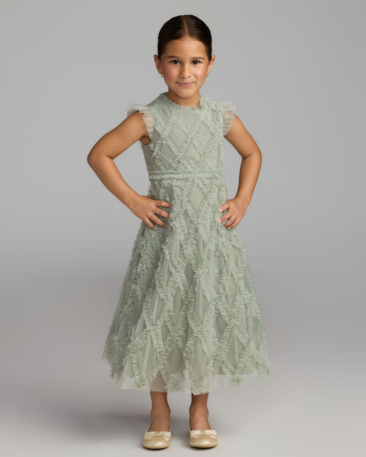 Mac Duggal 8507 Girls Green Sleeveless Ruffle Dress