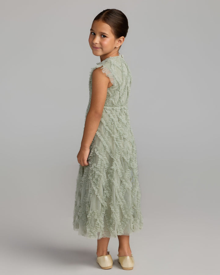Mac Duggal 8507 Girls Green Sleeveless Ruffle Dress