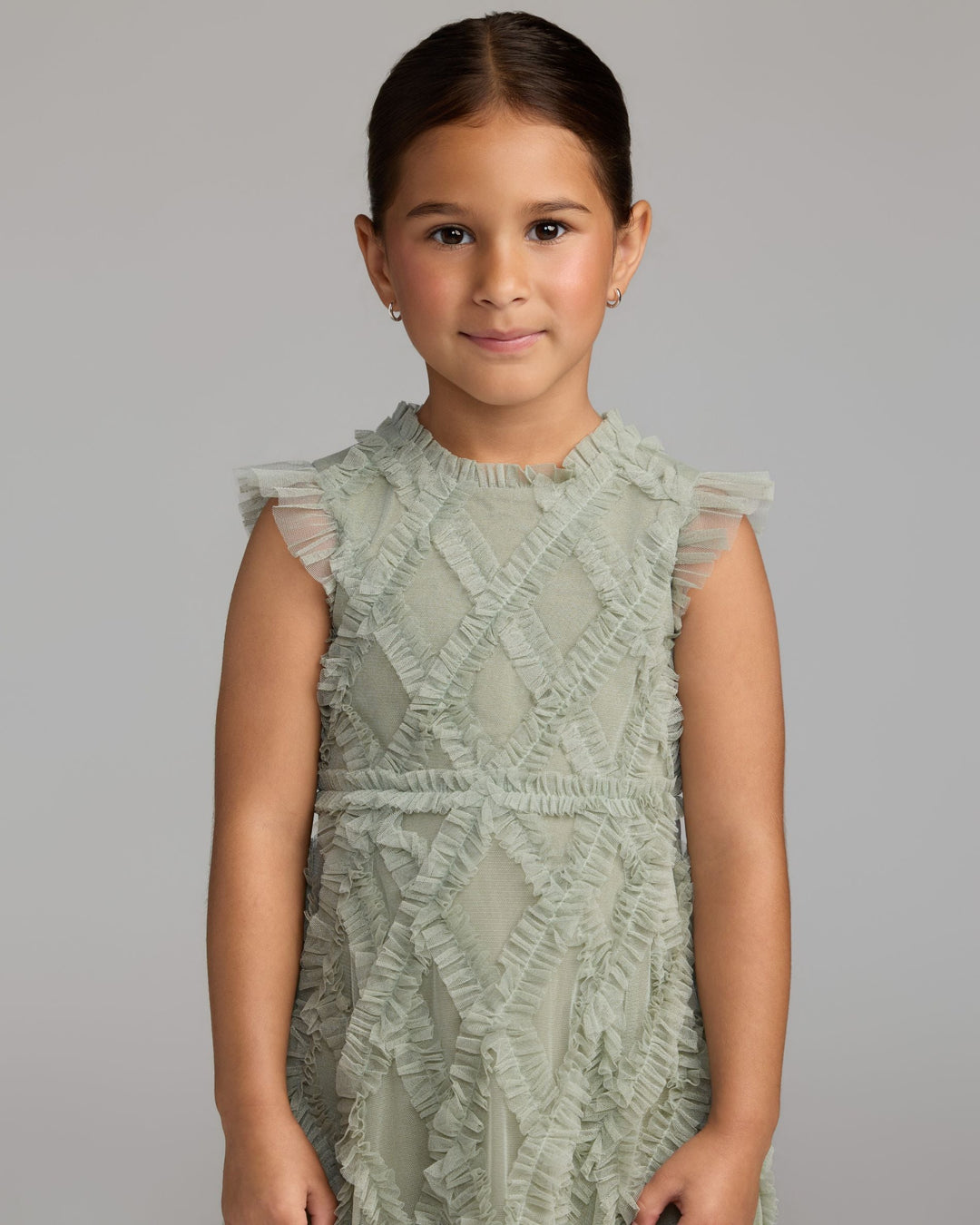 Mac Duggal 8507 Girls Green Sleeveless Ruffle Dress