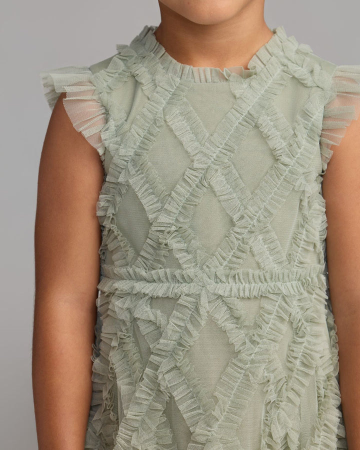 Mac Duggal 8507 Girls Green Sleeveless Ruffle Dress