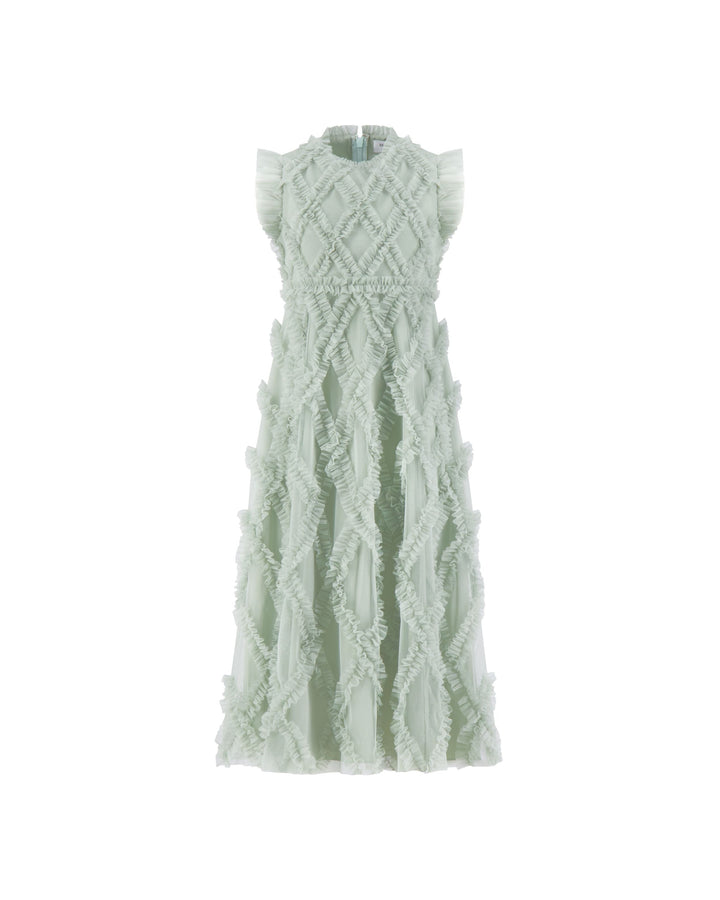 Mac Duggal 8507 Girls Green Sleeveless Ruffle Dress