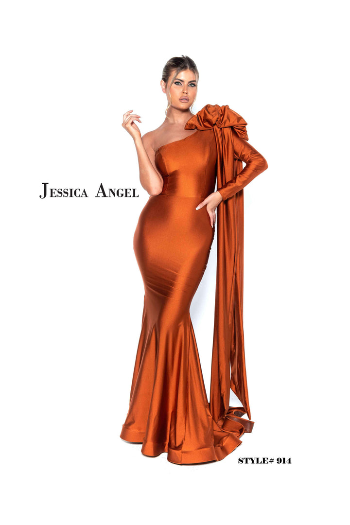 Jessica Angel 914 sculpted bow mermaid gown front view