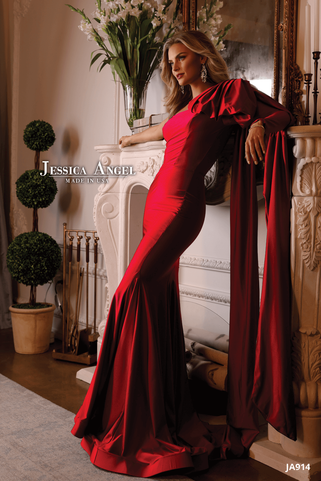 Jessica Angel 914 sculpted bow mermaid gown side view