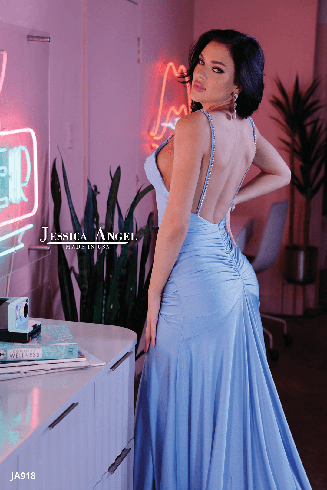 Jessica Angel 918 open back gown side view