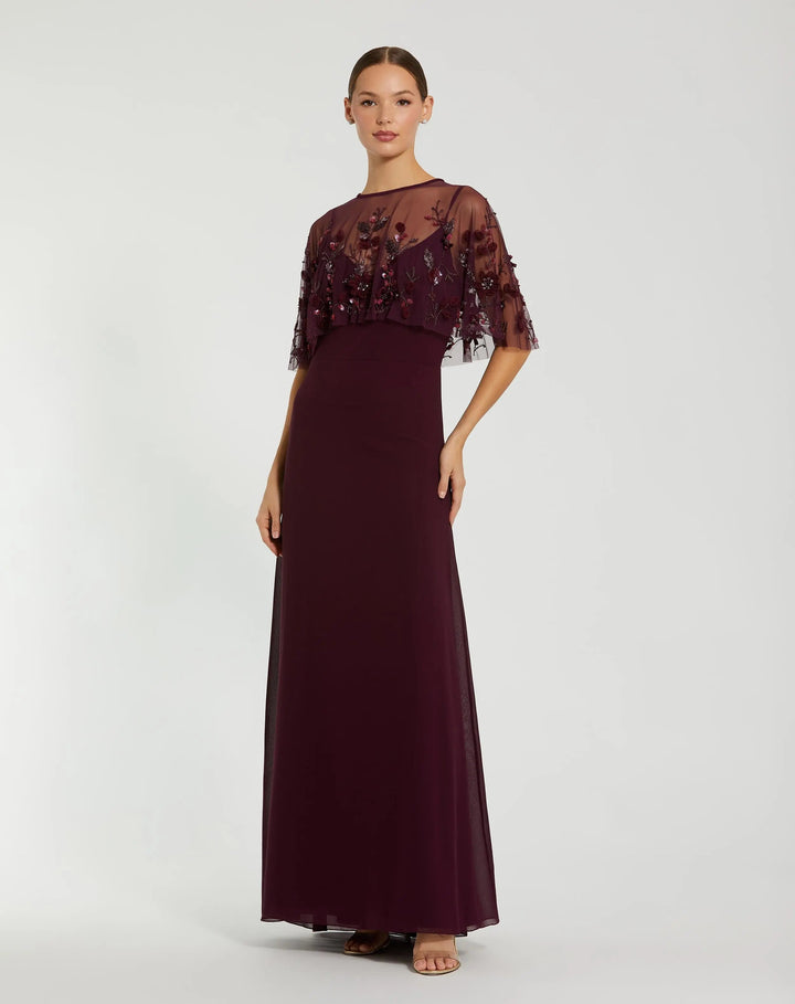Mac Duggal 9229 Sleeveless Gown with Embellished Cape
