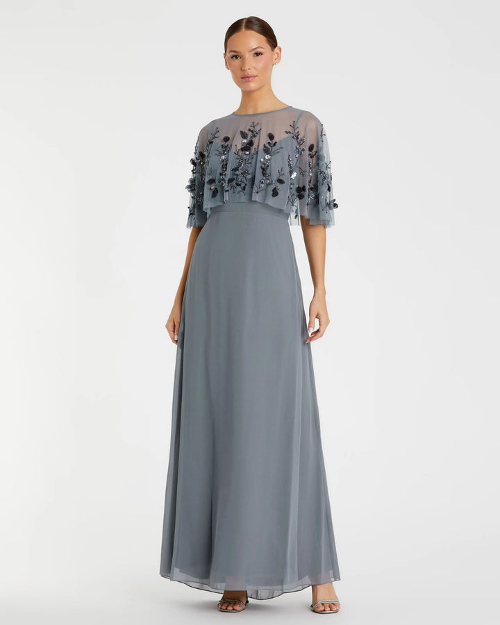 Mac Duggal 9229 Sleeveless Gown with Embellished Cape