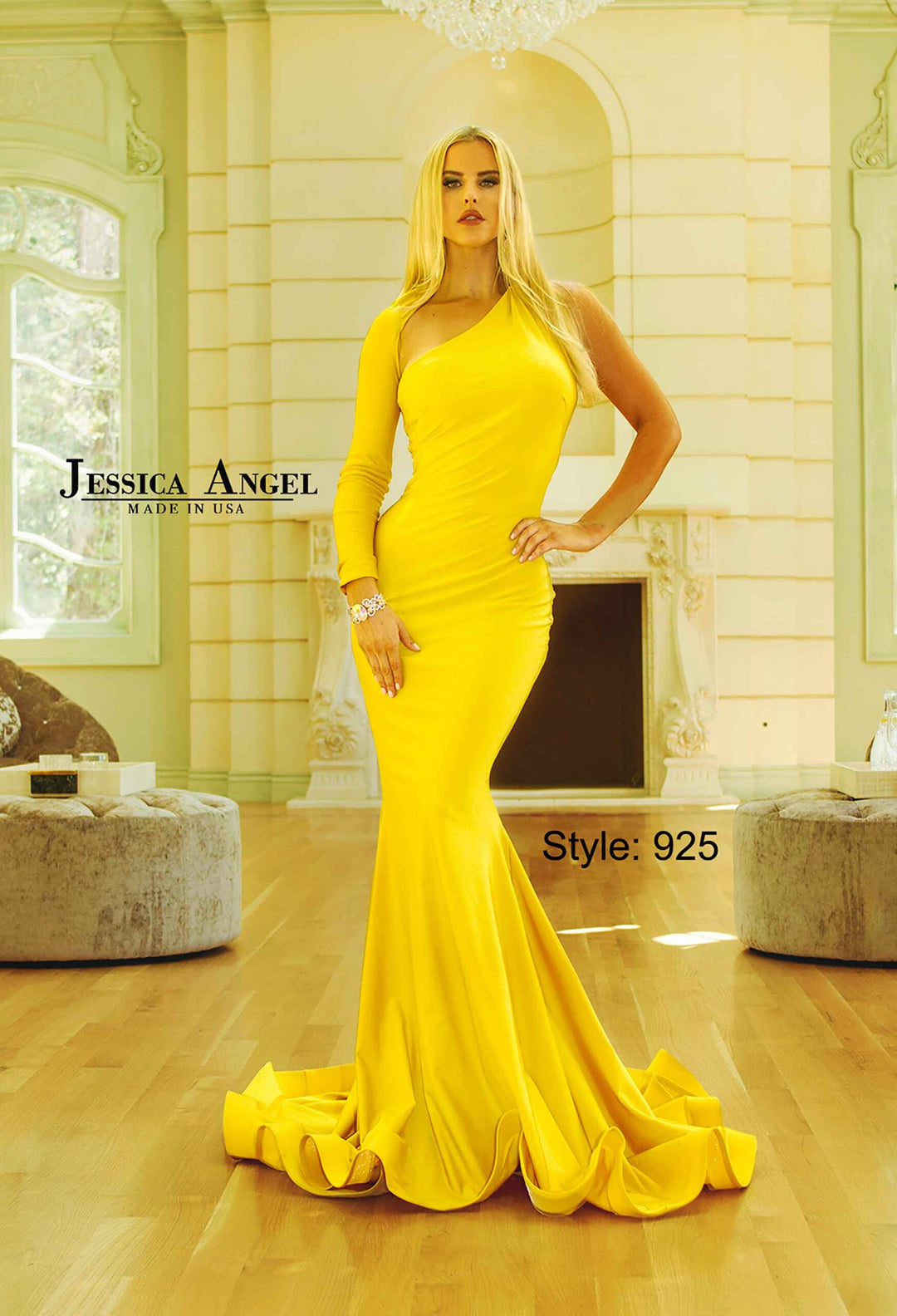 Jessica Angel 925 one shoulder mermaid gown front view
