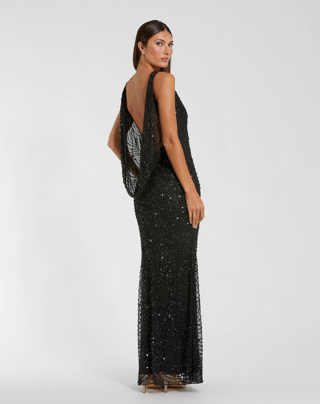 Mac Duggal 94182 Beaded Open Back Column Gown