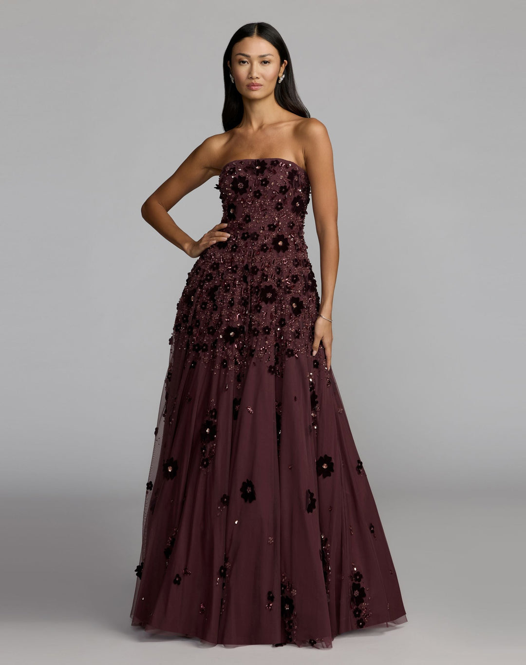 Mac Duggal 94271 Floral Embellished Strapless Ball Gown
