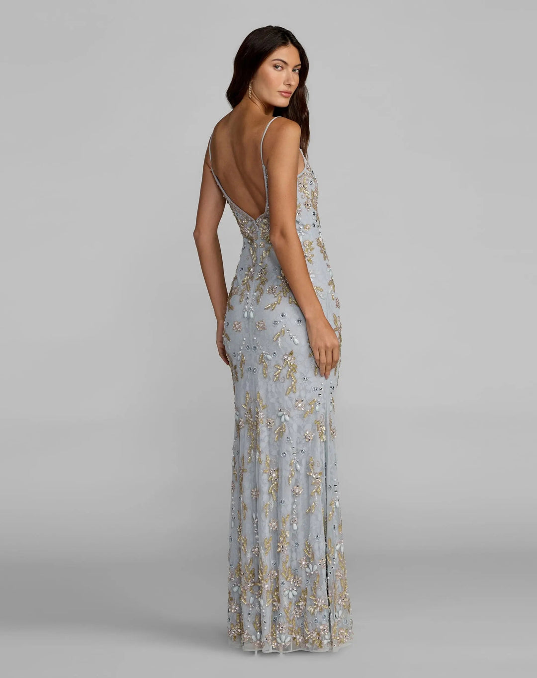 Mac Duggal 94311 Blue Embellished Lace Sleeveless Gown
